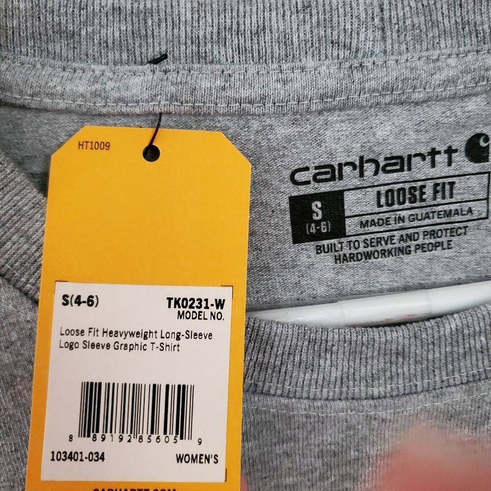Carhartt Long Sleeve Loose Fit Crewneck T-shirt Women's Size Small NWT Gray - Picture 4 of 7